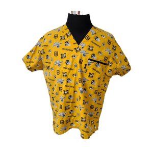 DUDZ University Of Missouri Mizzou Womens Medium Gold Nurse Medical Scrub Top
